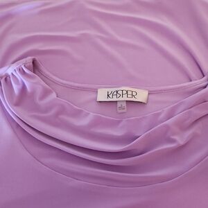 Kasper Stretch Knit Cowl-Neck Short Sleeve Top